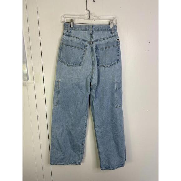 Frame Jeans Womens 27 Le Pixie High Waist Wide Leg Baggy Side Pocket Cargo Holes - Picture 2 of 15